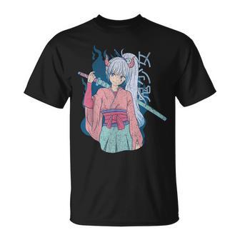 Anime Girl Katana Manga Japón Lindo Kawaii Waifu Retro Camiseta unisex - Regaloses