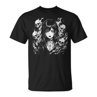 Anime Gothique Pour Fille Manga Horreur Crâne Effrayant Waifu Otaku T-Shirt - Cadeauxyz
