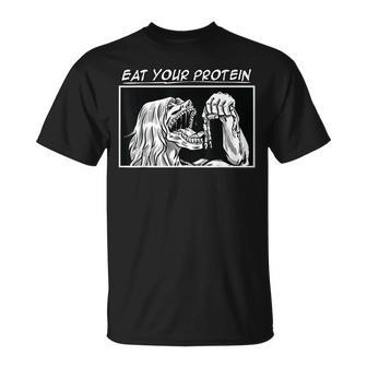 Anime Gym Workout Fitness Eat Your Protein Lustiges Manga T-Shirt - Geschenkecke