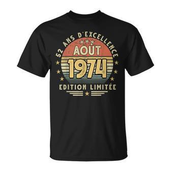 Août 1974 Cadeau Anniversaire Août 1974 52 Ans Homme T-Shirt - Cadeauxyz