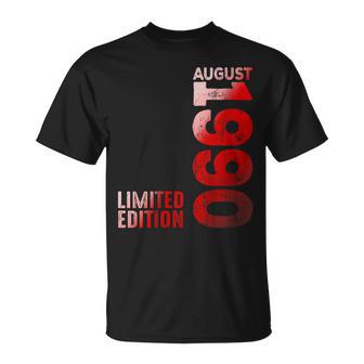 Août 1990 Année Légendaire 1990 Naissance Millésime Depuis 1990 T-Shirt - Cadeauxyz