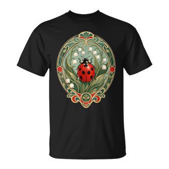 Art Nouveau Coccinelle Uet Botanique T-Shirt - Cadeauxyz