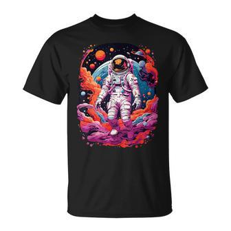Astronaute Dans L'espace Étoiles Astronomie Cool Rétrointage Mignon T-Shirt - Cadeauxyz