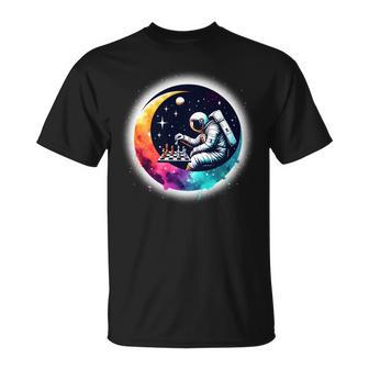 Astronaute Jouant Aux Échecs Dans L'espace Pour Manche Longue T-Shirt - Cadeauxyz