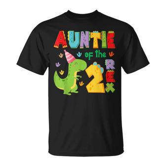 Auntie Of The Two Rex 2Nd Birthday Boy Dinosaur T-Rex T-Shirt - Monsterry