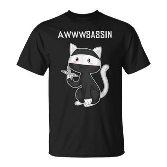 Awwsassin Lustiges Ninja Kitty Cat Assassin Wortspiel T-Shirt - Geschenkecke