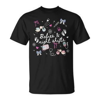 Babies & Night Shifts L&D Labor And Delivery Nurse Obgyn T-Shirt - Monsterry