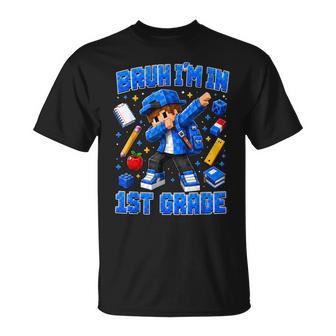Back To School Bruh I'm In 1St Grade Boys Dabbing Kids Gamer T-Shirt - Thegiftio UK