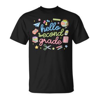 Back To School First Day Hello Second 2Nd Grade Teacher Girl T-Shirt - Thegiftio UK