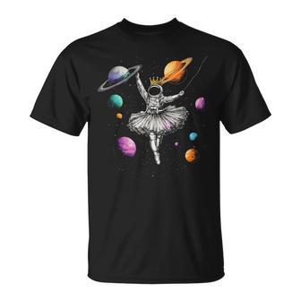 Ballerine Astronaute Dansant Dans L'espace Planètes Galaxie Enfant Fille T-Shirt - Cadeauxyz