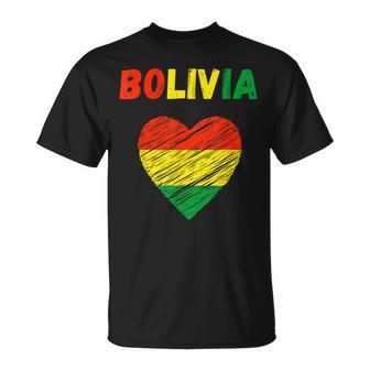 Bandera De Bolivia Con Corazón De Bolivia Camiseta unisex - Regaloses