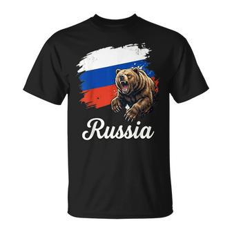Bandera De Oso Rugiente De Rusia Diseño Patriótico Camiseta unisex - Regaloses