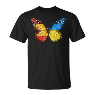 Bandera De Ucrania España Mariposa España Ucrania Camiseta unisex - Regaloses
