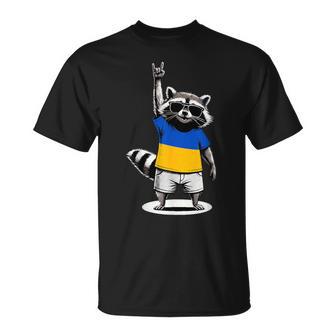 Bandera De Ucrania Mapache Ucrania Camiseta unisex - Regaloses