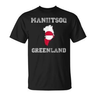 Bandera Retro Maniitsoq De Groenlandia Envejecida Camiseta unisex - Regaloses
