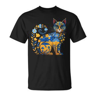Bandera Ucraniana De Ucrania Diseño Floral Estiloyshyvanka Cuello Camiseta unisex - Regaloses