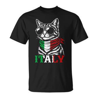 Bandiera Italiana Gatto Divertente Italia Maglietta - Novitaregali