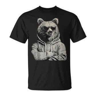 Bear Wearing Sunglasses Wildlife Forest Bear Animal Lover T-Shirt | Seseable UK