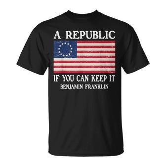 Ben Franklin Quote s A Republic If You Can Keep It -Adults X-Small Black Short Sleeve T-Shirt - Monsterry UK