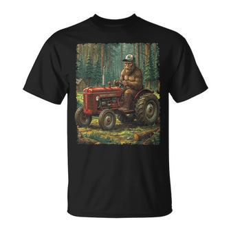 Bigfoot Farmer Driving Tractor Cool Farm Dad Rancher Farming T-Shirt | Seseable UK