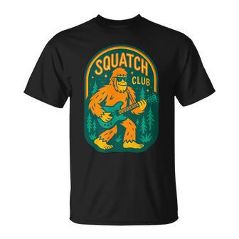 Bigfoot Jouant Guitare Electriquequatch Club Bandasquatch T-Shirt - Cadeauxyz
