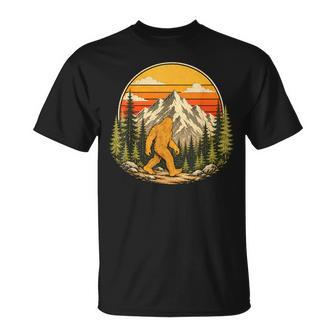 Bigfoot Retro Sasquatch Mountain Sunset Forest Vintage Men T-Shirt | Seseable UK