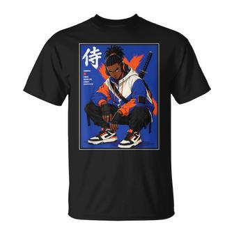 Black Anime Samurai Streetwear Afro Warrior T-Shirt | Seseable UK