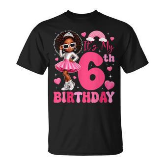 Bonita Fiesta De Cumpleaños De Niñas Afroamericanas De 6 Años Camiseta unisex - Regaloses