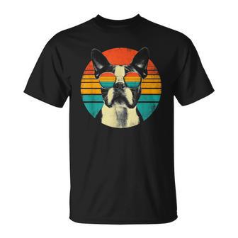 Boston Terrier Dadunset Retro Día Del Padre Amante De Los Perros Hombres Camiseta unisex - Regaloses