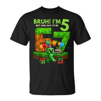 Bruh I'm 5 Year Old Birthday One-Day I'll Be 67 Pixel Gamer T-Shirt - Thegiftio UK