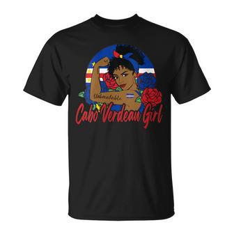 Caboerde Girl Caboerdean Chica Caboerde Bandera Cuello Negro Manga Corta Ajustado Adulto Pequeño Eu 15-165 Regular Mediano Es Chicas Camiseta unisex - Regaloses