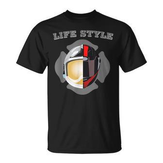 Cadeau Motard Homme Moto Casqueapeur Pompier Lifestyle T-Shirt - Cadeauxyz