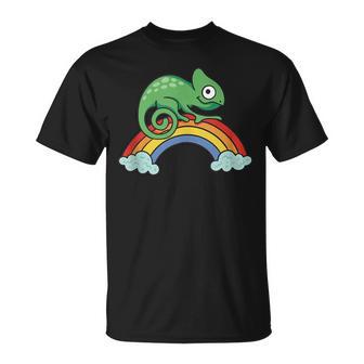 Camaleón En Un Arco Iris Camaleon In Mangas Camiseta unisex - Regaloses