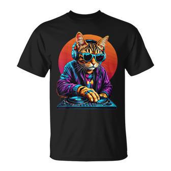 Cat Dj Techno Tourne-Disque Edm Cat Electronic Dance Music T-Shirt - Cadeauxyz
