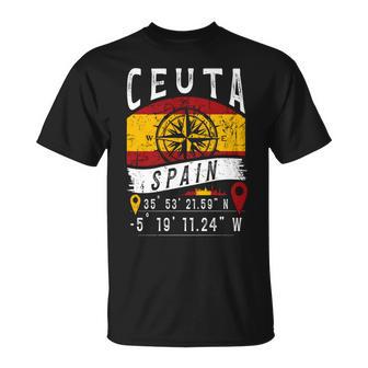 Ceuta Bandera España Coordenadas Gps De Ceuta Manga Larga Camiseta unisex - Regaloses
