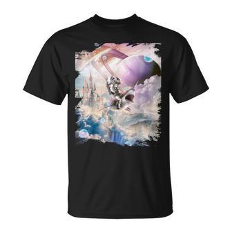 Chat Galaxie Astronaute Équitant Requin Arc-En-Ciel Licorne T-Shirt - Cadeauxyz