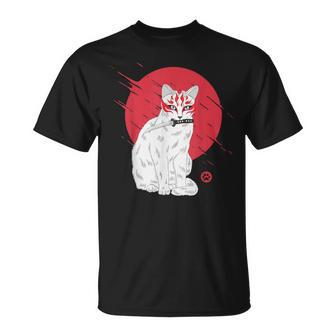 Chat Katana Kitsune Masque Renard À 9 Queues T-Shirt - Cadeauxyz