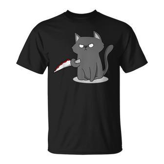 Chat Noir I Cat Murderous I Chat Avec Couteau I Cat T-Shirt - Cadeauxyz