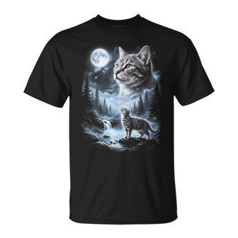 Chat Tigré Gris Hurlant À La Lune Rétro Des Années 90 T-Shirt - Cadeauxyz