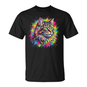 Chatibérien Portrait De Chat Coloré T-Shirt - Cadeauxyz