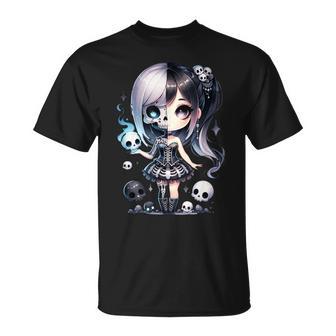 Chibi Gothic Girl Pour Fille Mignon Gothique Anime Kawai T-Shirt - Cadeauxyz