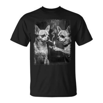 Cigarrillo Fumador Chihuahua Diseño De Perro In Mangas Camiseta unisex - Regaloses