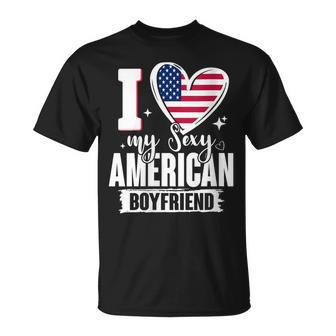 Cœur Avec Drapeau Américain I Love Myexy Boyfriend T-Shirt - Cadeauxyz