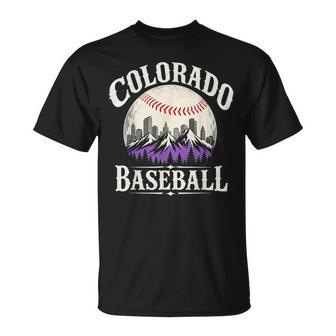 Colorado Baseball Vintage Mountain Skyline Graphic T-Shirt - Thegiftio UK