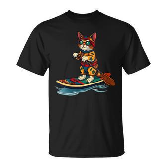Cool Cat On Atand-Up-Paddle-Board 1 Diversión Para Fanáticos Cuello Camiseta unisex - Regaloses