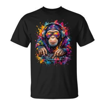Cool Dj Monkey Lunettes Deoleil Colorées Motif Éclaboussures De Peinture T-Shirt - Cadeauxyz