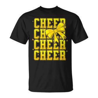 Coquette Cheer Bow Cheerleading Team Spirit Sport Yellow T-Shirt - Thegiftio UK