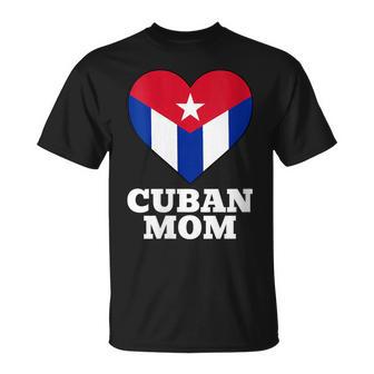 Corazón Con Bandera De Mamá Cubana Cuello Camiseta unisex - Regaloses
