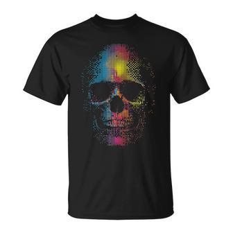 Cráneo Hecho De Puntos Colorido Abstracto In Mangas Camiseta unisex - Regaloses