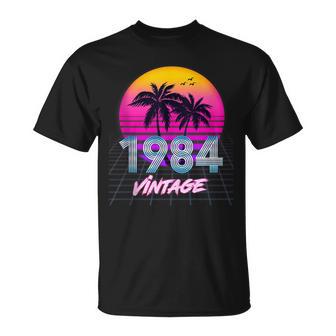 Cumpleaños De 42 Años Para Hombres Y Es Nacidos En 1984 Retro 80S Palm In Mangas Camiseta unisex - Regaloses
